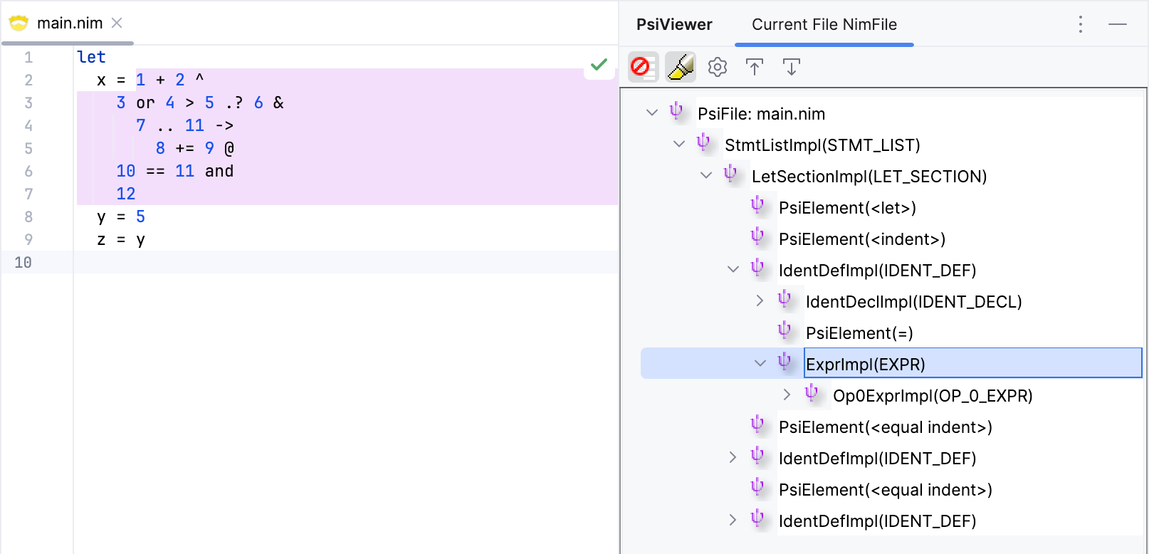 Expression with Indentation