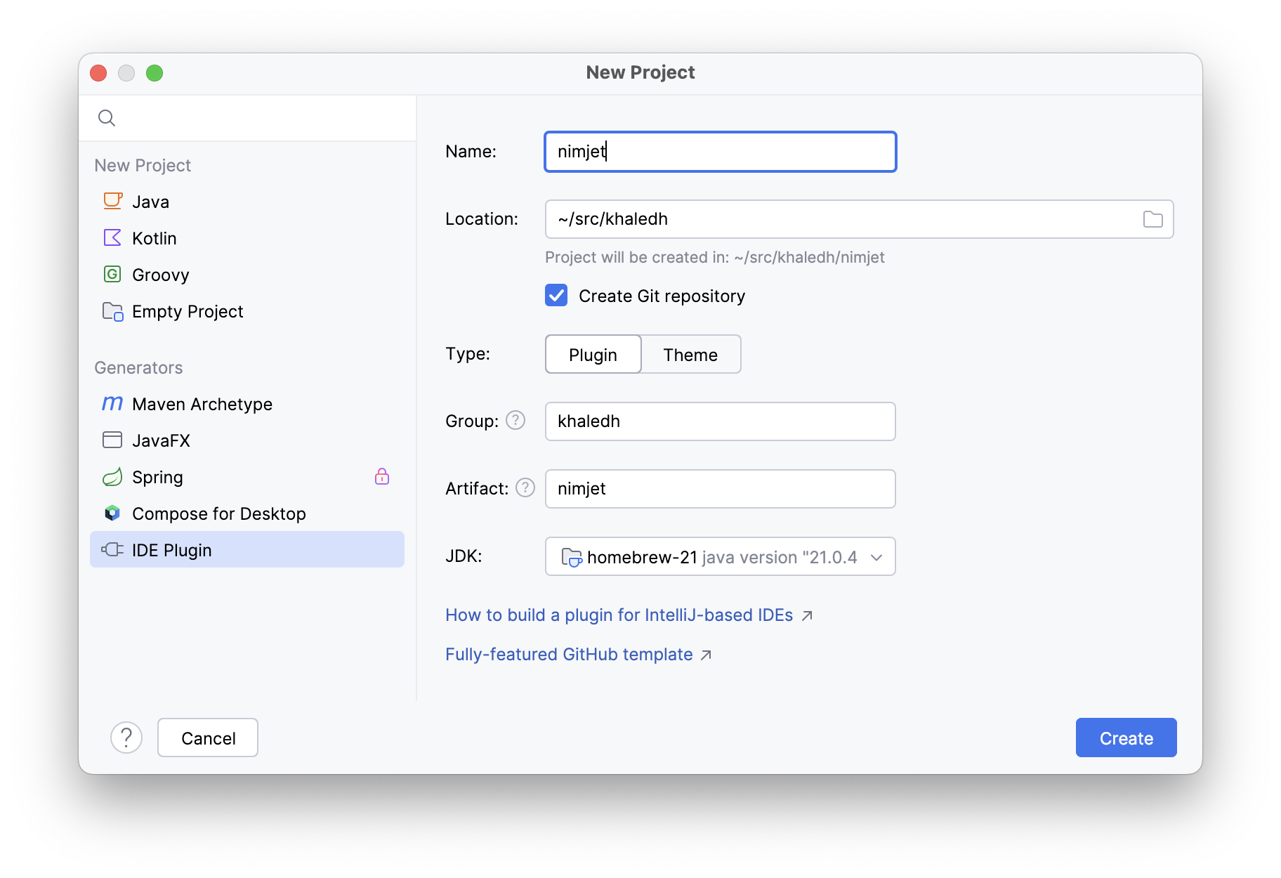 New IDE Plugin Project