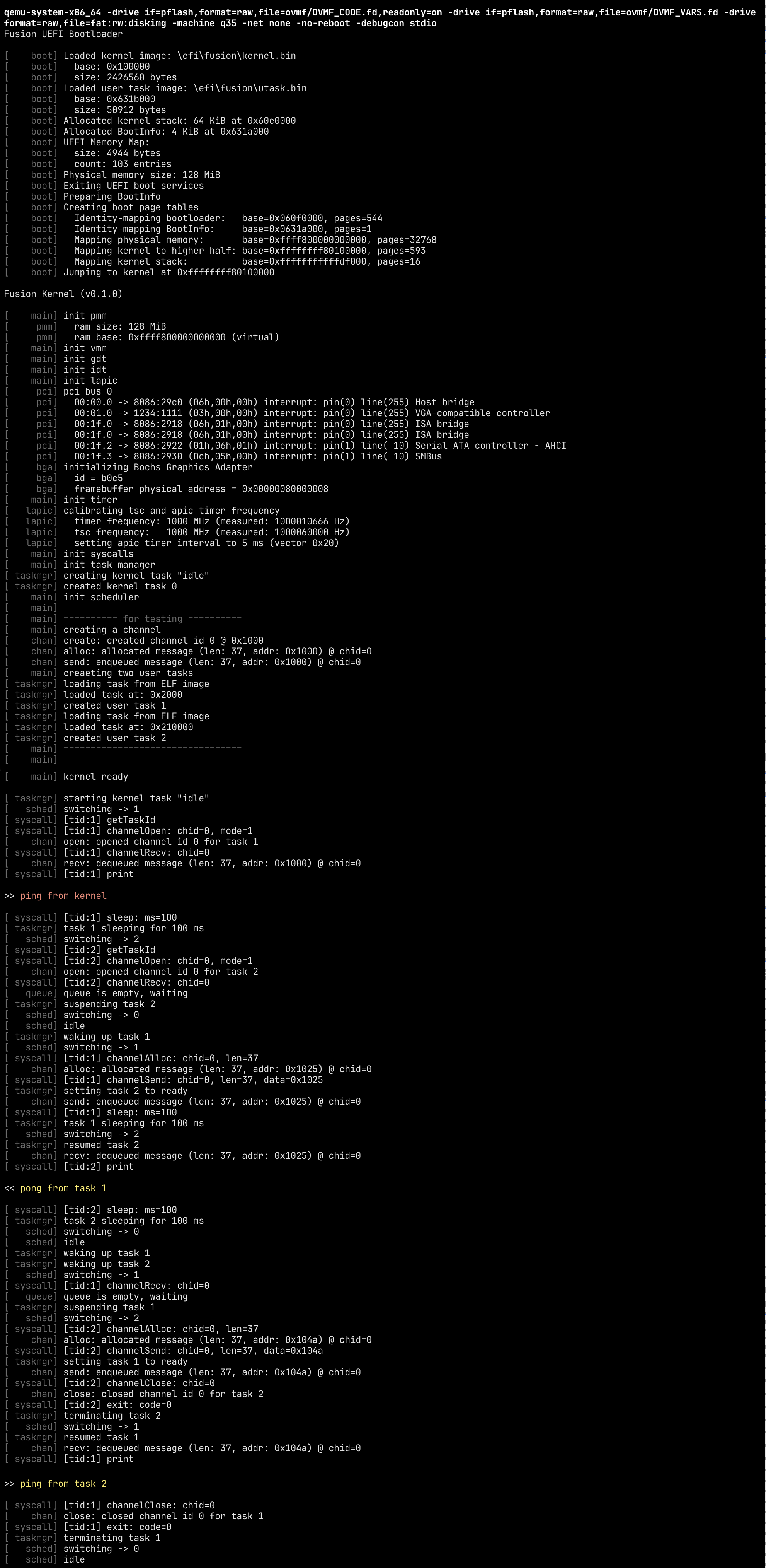 Booting and Running Fusion Kernel